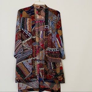 Kimono wrap short sleeves earth tone colors by multiples polyester Large Boho